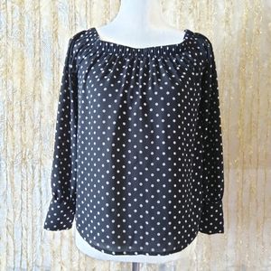 Polka Dot Blouse Longsleeve Button Cuffs Small